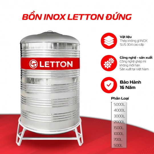 BỒN INOX LETTON - ĐỨNG