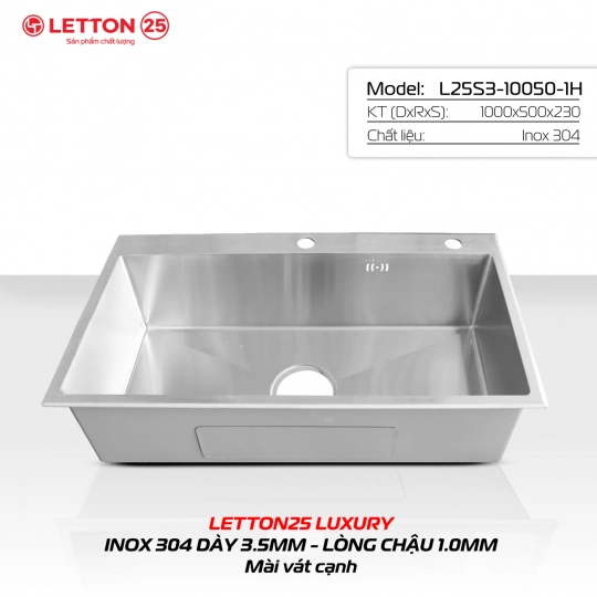 CHẬU RỬA HANDMANDE LETTON 25 - L25S3 - 10050 -1H