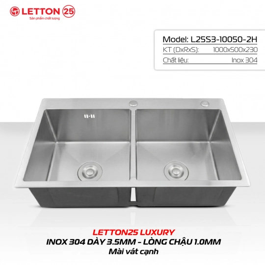 CHẬU RỬA HANDMANDE LETTON 25 - L25S3-10050-2H