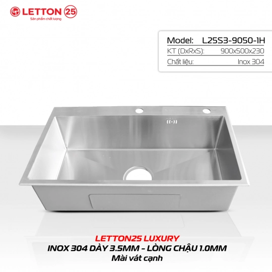 CHẬU RỬA HANDMANDE LETTON 25 - L25S3-9050-1H